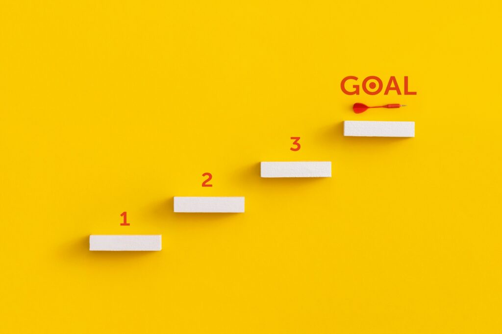 Ladder career path for business growth success process concept.