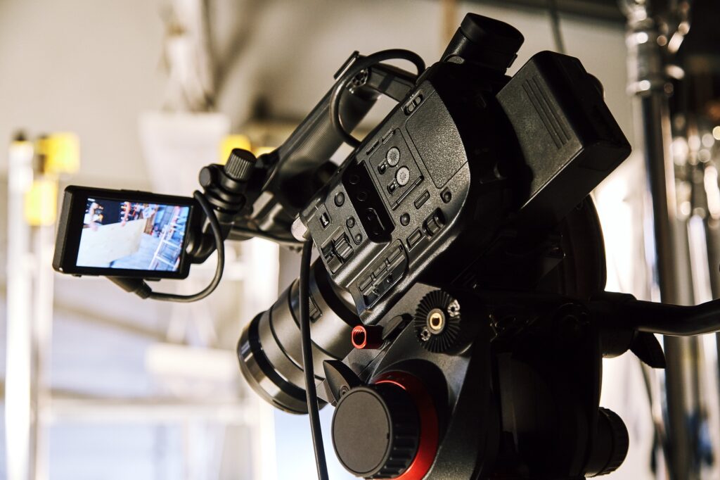 Behind the scenes of video production or video shooting, Film grain, selective focus, special