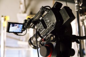 Behind the scenes of video production or video shooting, Film grain, selective focus, special