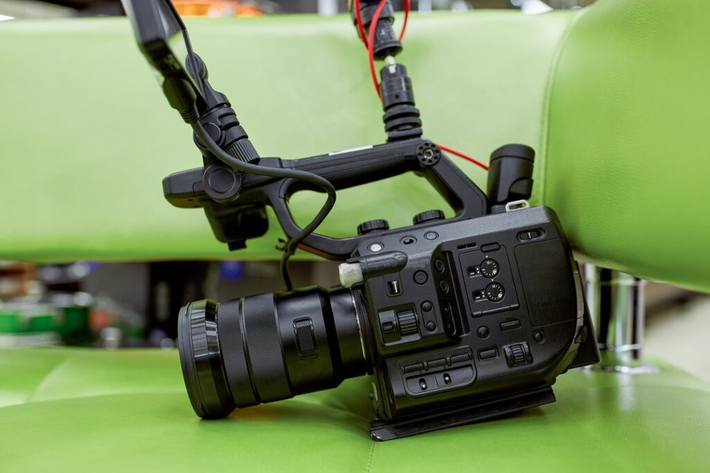 Behind the scenes of video production or video shooting. The concept of production of video content