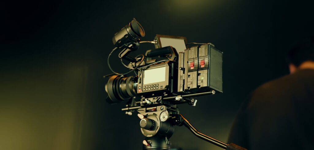 Film or video production setup with high end professional cinema cameras