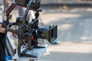 Steadicam with camera for video production are shooting cinematography.