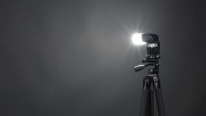 Studio light and back drop and soft box set up for shooting photo or video production which includes